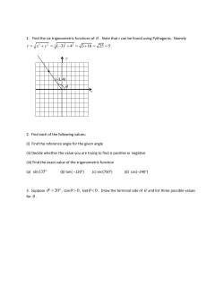 r x y = + y (a) sin135&deg; &theta; = &deg;, cos 0 &theta; > , tan 0