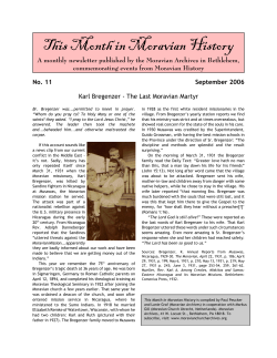 This Month in Moravian History
