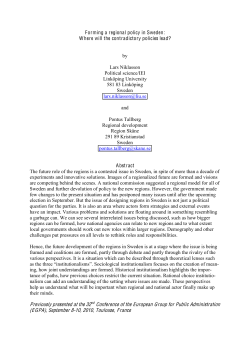 Forming a regional policy in Sweden: where will the contradictory