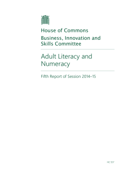 Adult Literacy and Numeracy - Publications.parliament.uk