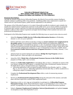 University of Richmond School of Law 2017 Summer Public Service