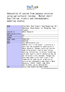 Adsorption of cesium from aqueous solution using agricultural