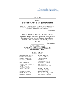 Susan B. Anthony List and COAST`s reply brief