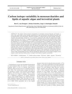 Carbon isotope variability in monosaccharides and lipids of aquatic