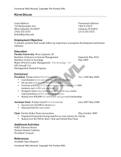 Employment Objective Education Additional Activities References