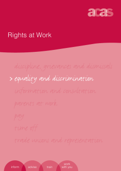 discipline, grievances and dismissals equality and discrimination