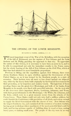 THE OPENING OF THE LOWER MISSISSIPPI, of the fall of