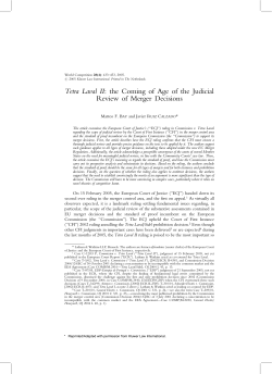 Tetra Laval II: the Coming of Age of the Judicial Review of Merger