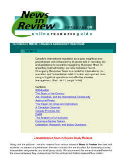 Hurricane Mitch: Canada`s Emergency Response