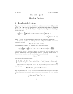 Identical Particles 1 Two-Particle Systems