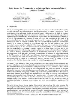 Using Answer Set Programming in an Inference