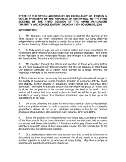 STATE OF THE NATION ADDRESS BY HIS