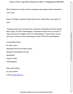 Effect of pedal rate on primary and slow component oxygen uptake