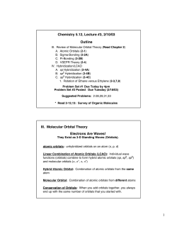 1 Chemistry 5.12, Lecture #3, 2/10/03 Outline Electrons Are Waves