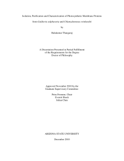 Isolation, Purification and Characterization of Photosynthetic