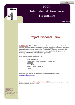 Project Proposal Form IGCP International Geoscience