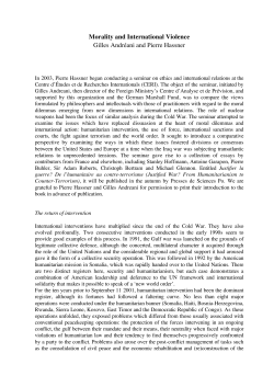Morality and International Violence Gilles Andr&eacute;ani