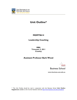 MGMT8614 Leadership Coaching TRI 2 2011