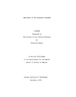 THE METRIC OF THE EXPANDING UNIVERSE A THESIS