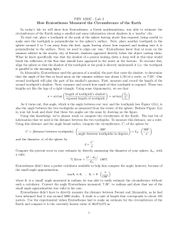 PHY 1033C - Lab 3 How Eratosthenes Measured the Circumference