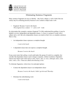 Eliminating Sentence Fragments