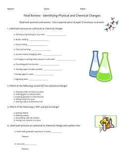 Final Review - Identifying Physical and Chemical Changes