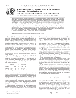 A Study of Copper as a Cathode Material for an