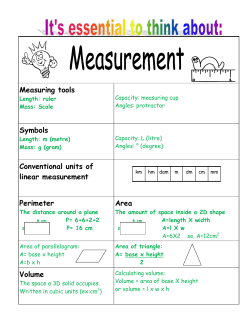 Measuring tools Symbols Conventional units of linear measurement