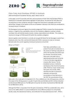 Palm Fatty Acid Distillate (PFAD) in biofuels
