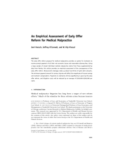 An Empirical Assessment of Early Offer Reform for Medical Malpractice