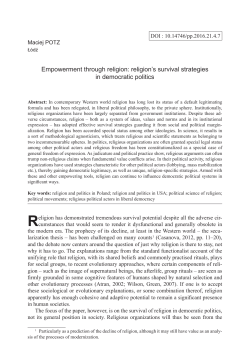 Empowerment through religion: religion`s survival strategies in