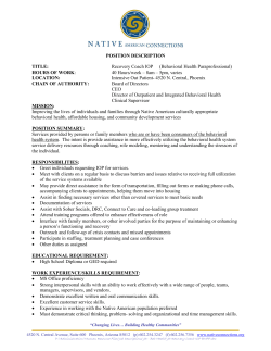 Recovery Coach IOP (Behavioral Health Paraprofessional)