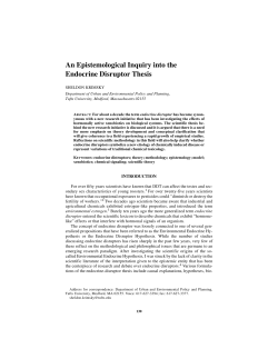 An Epistemological Inquiry into the Endocrine Disruptor Hypothesis
