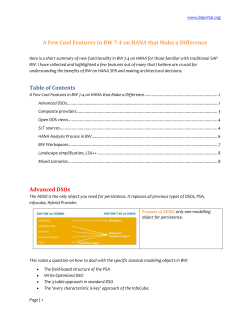 A Few Cool Features in BW 7.4 on HANA that Make