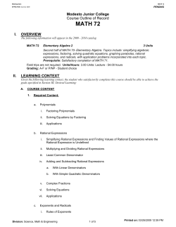 MATH 72 - MJC - Curriculum Committee