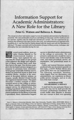 Information Support for Academic Administrators: A New Role for the