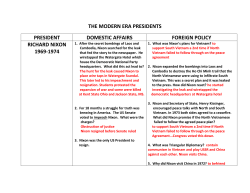 THE MODERN ERA PRESIDENTS PRESIDENT DOMESTIC
