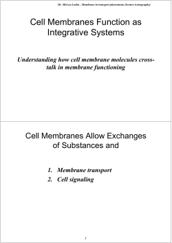 Cell Membranes Function as Integrative Systems