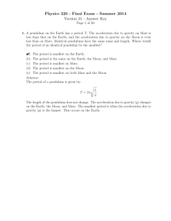Physics 220 - Final Exam - Summer 2014 Version