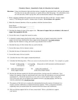 Chemistry Honors Quantitative Study of a Reaction Lab Analysis