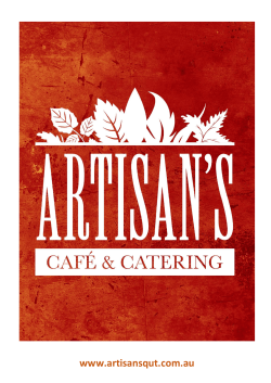 Catering menu - Artisan`s QUT