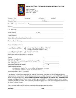 Adult Beginning Summer Registration Form