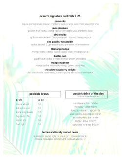 Ocean - dinner menu - 9.11.10 - The Westin Ka`anapali Ocean