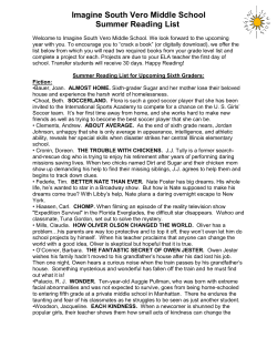 Imagine South Vero Middle School Summer Reading List