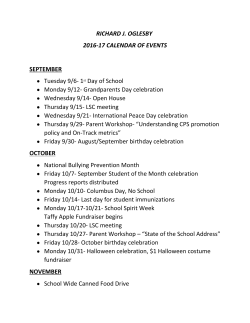 the 2016 - 2017 Calendar of Events