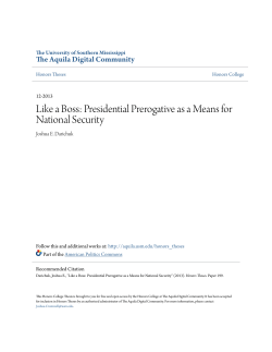 Like a Boss: Presidential Prerogative as a Means for National Security
