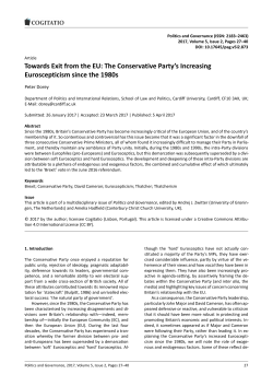 Towards Exit from the EU: The Conservative Party`s Increasing