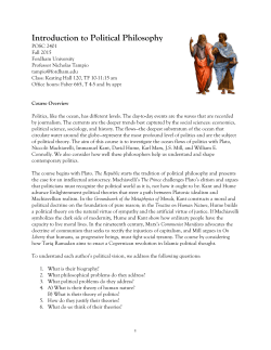 Syllabus - Introduction to Political Philosophy (Fall 2015)