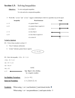 Section 1.5: Solving Inequalities