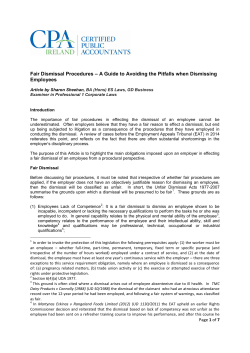 Fair Dismissal Procedures &ndash; A Guide to Avoiding the